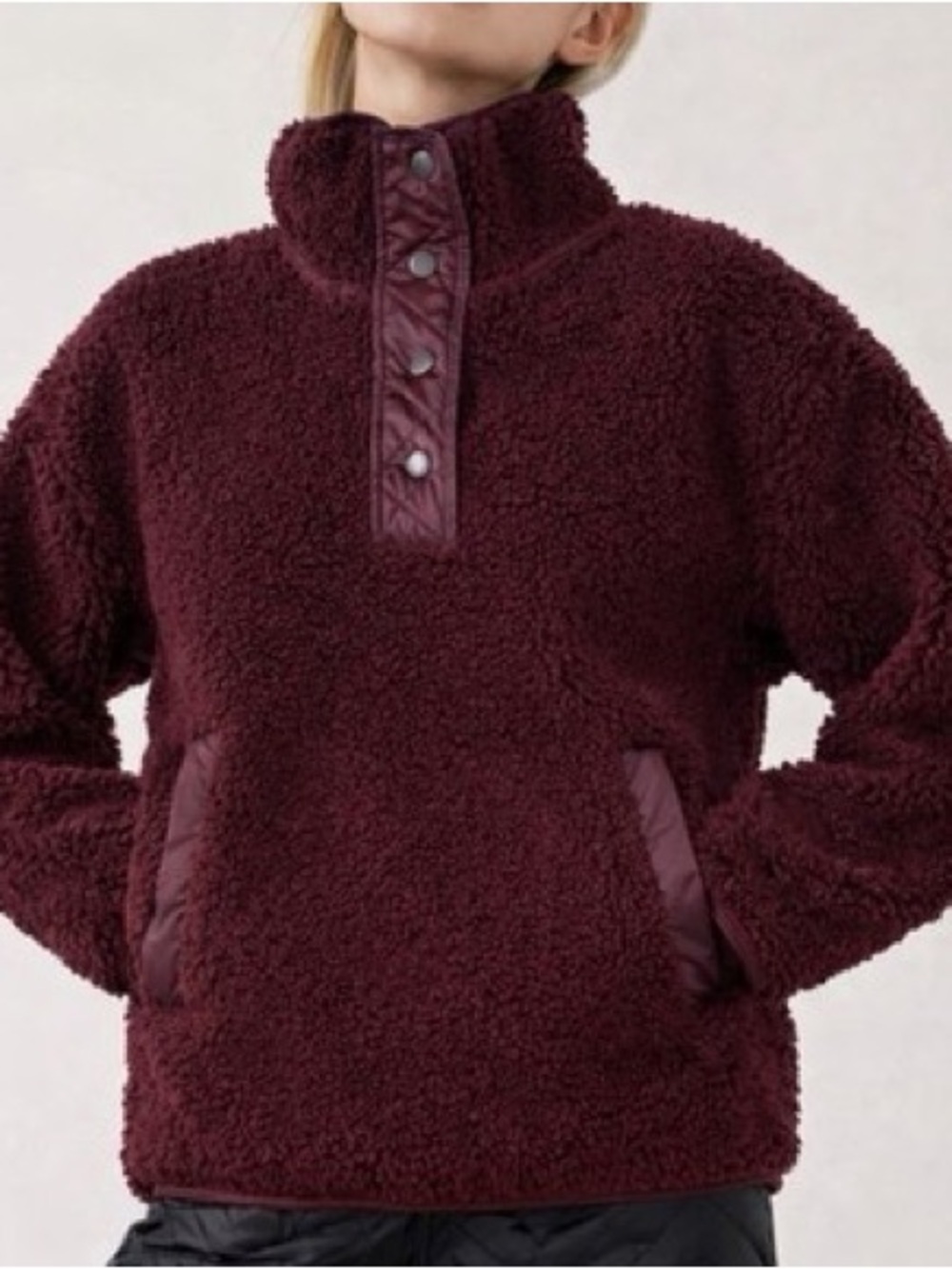 Athleta Sherpa Snap Pullover Spiced Cabernet Medium